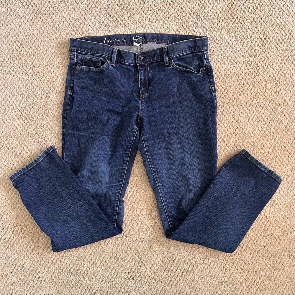 LOFT Blue Modern Slim Leg Jeans Classic Style Women’s 14